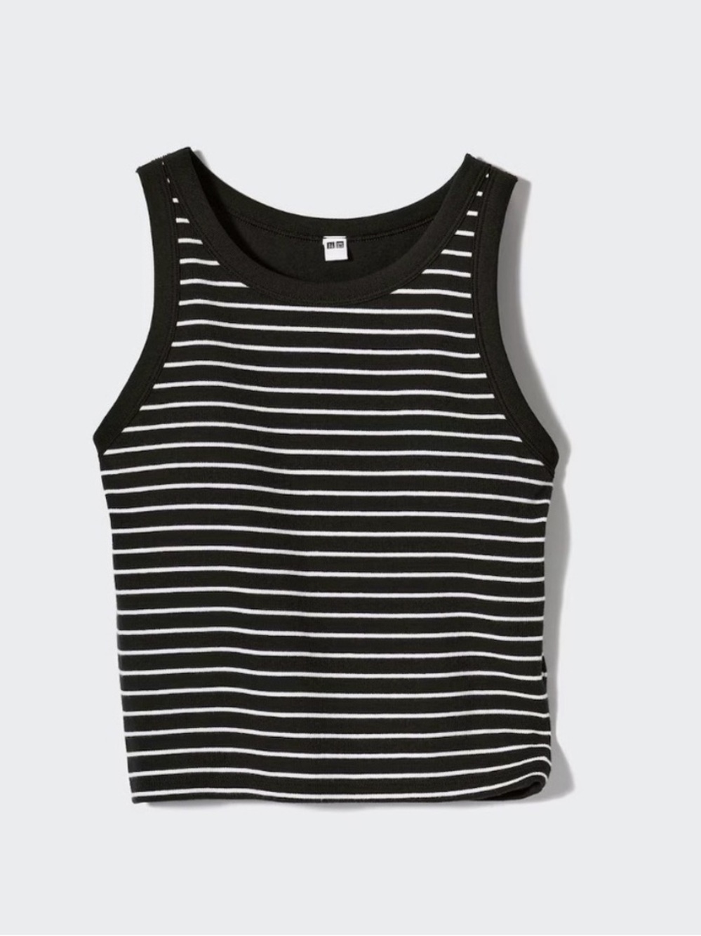 NWT Uniqlo Women's Ribbed Cropped Bra Top Striped sleeveless black white size M